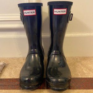 Black Glossy Short Hunter Rain Boots